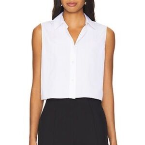 THEORY Crop Sleeveless White Collar SHRUNKEN SHIRT NEBULOUS PURE STYLE #K0524522